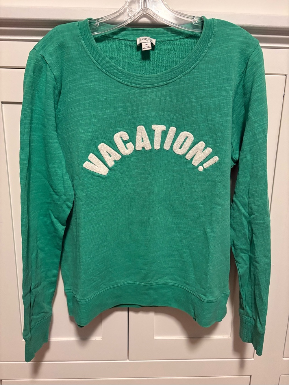 J. Crew Teal Green 'VACATION!' Crewneck Sweatshirt